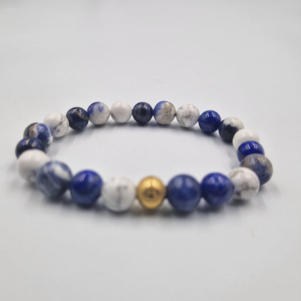 Bracelet Perles Sodalite Et Howlite 8 Mm – Fabriqué En France – A Bijoux