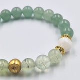 Gemini Bracelet in Green Aventurine, Prehnite and White Moonstone