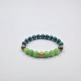 Cancer Bracelet in Malachite, Green Jade and Pyrite