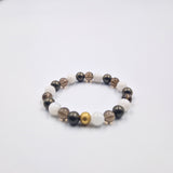MOURNING Bracelet in Pyrite, Smoky Quartz and Moonstone