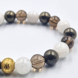 MOURNING Bracelet in Pyrite, Smoky Quartz and Moonstone