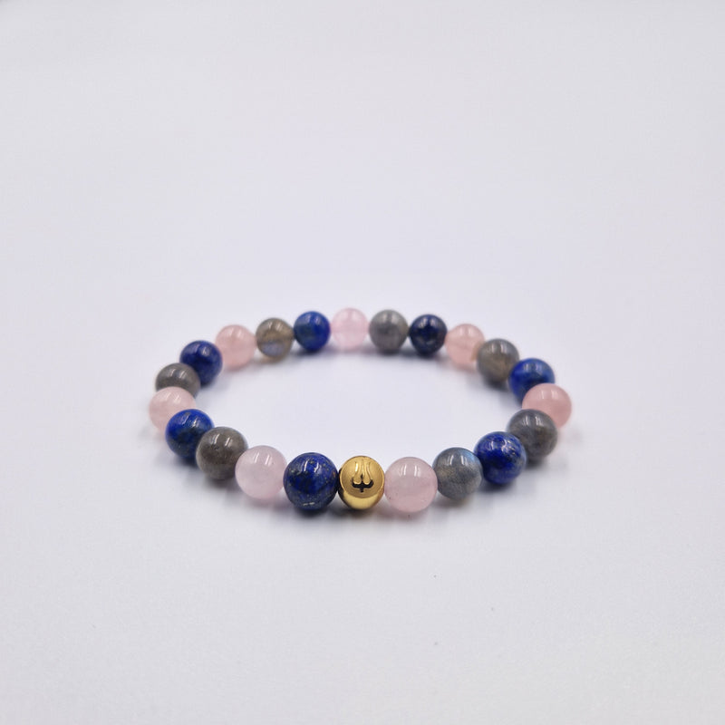 Bracelet ACCOUCHEMENT en Labradorite, Quartz rose et Lapis lazuli