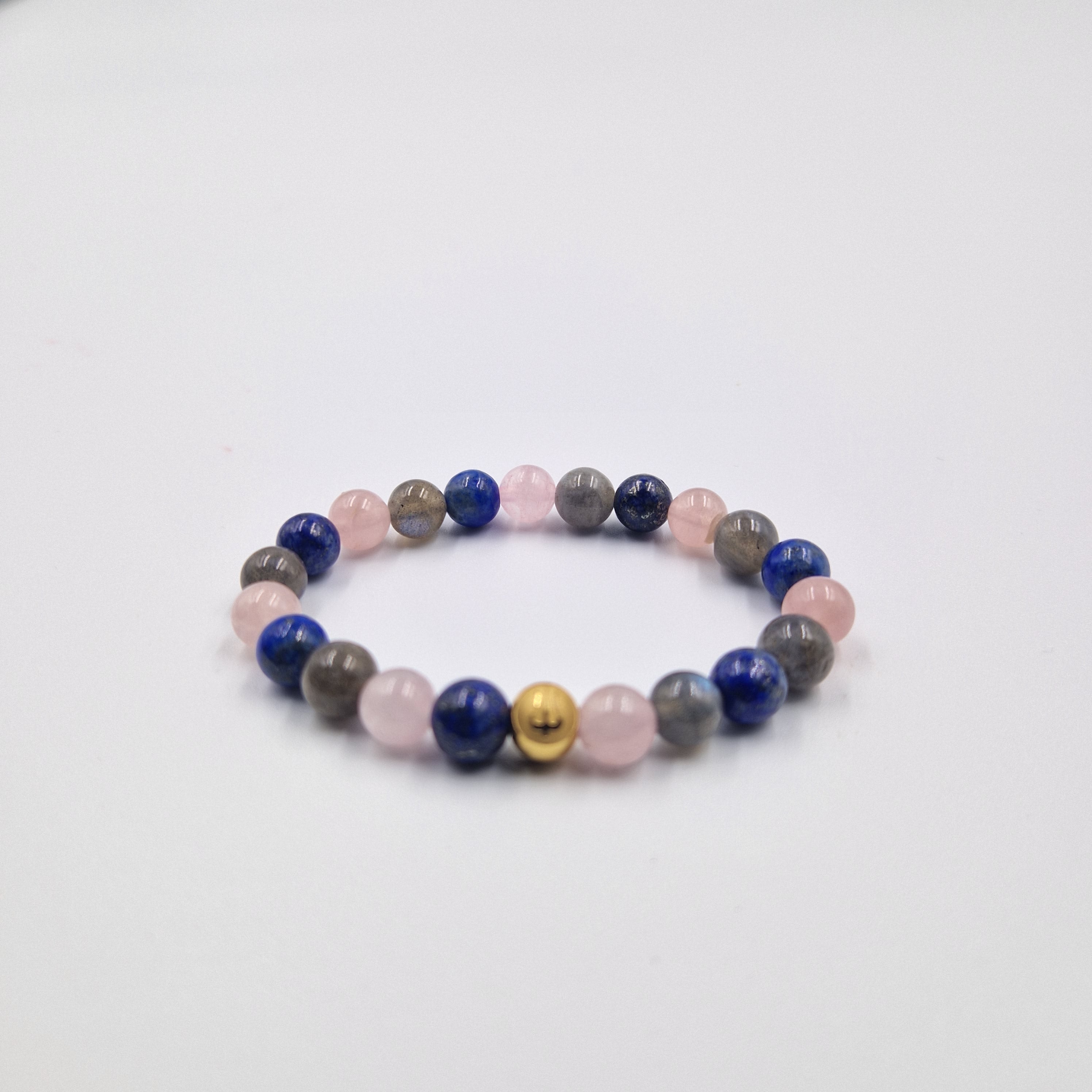 Bracelet ACCOUCHEMENT en Labradorite, Quartz rose et Lapis lazuli
