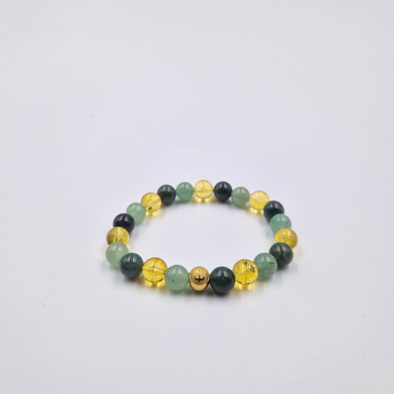 Bracelet AMITIE en Aventurine verte, Citrine et Agate mousse