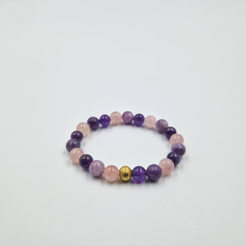 Bracelet ANXIETE en Améthyste, Lépidolite et Quartz rose