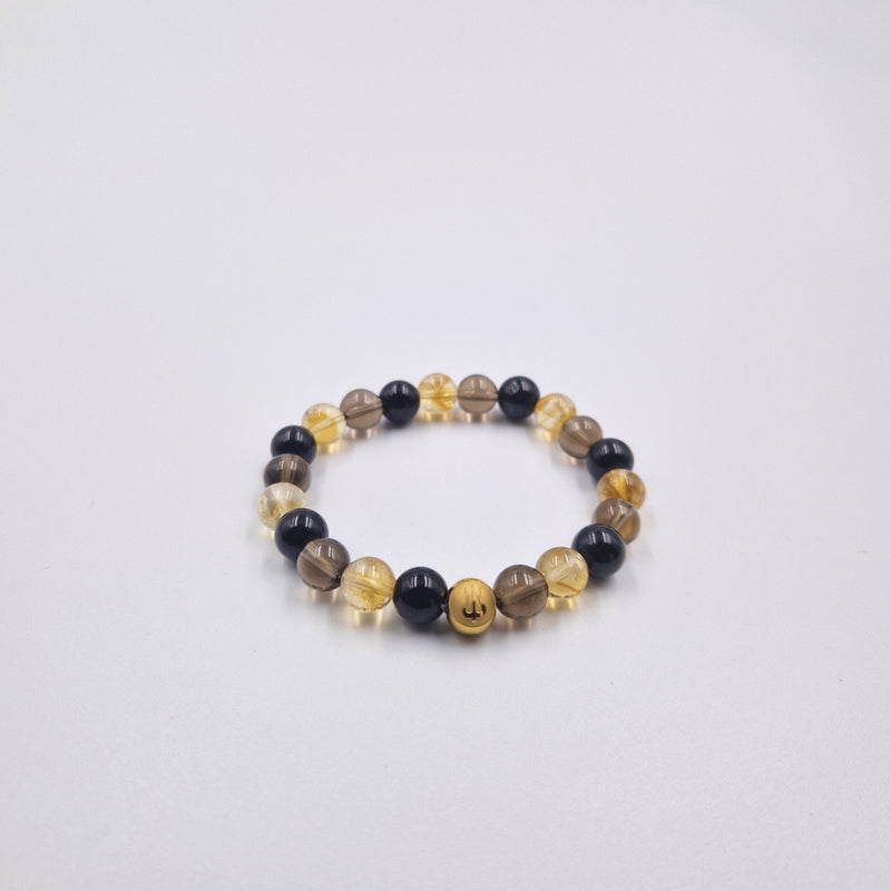 Bracelet ARRETER DE FUMER en Quartz fumé, Citrine et Obsidienne noire
