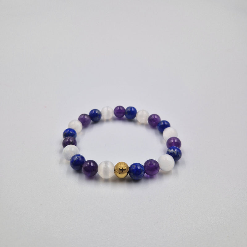 Bracelet AURA en Améthyste, Lapis Lazuli et Sélénite