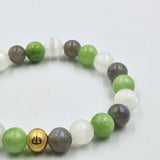GOOD VIBES Bracelet in Green Jade, Selenite and Labradorite