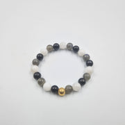 Bracelet CHAGRIN en Obsidienne noire, Pierre de lune blanche et Labradorite