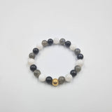 SORROW bracelet in black Obsidian, white Moonstone and Labradorite