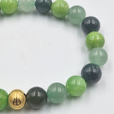 LUCK bracelet in green Jade, green Aventurine and Moss Agate