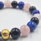 Bracelet COLERE en Quartz rose, Lapis lazuli et Obsidienne noire