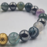 CONCENTRATION bracelet in purple fluorite, hematite and moss agate