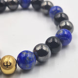 CONFLICTS bracelet in Lapis lazuli, black obsidian and Hematite