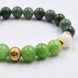 Gemini Year 2024 Bracelet in Green Jade, Moss Agate and White Moonstone