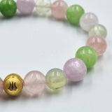 HEART CHAKRA Bracelet in Pink Quartz, Green Jade, Kunzite and Prehnite