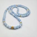 Aquamarine mala necklace - 108 8mm beads