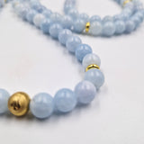 Aquamarine mala necklace - 108 8mm beads