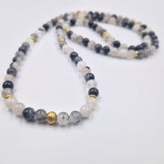 Rutilated Quartz mala necklace - 108 beads 8mm