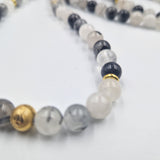 Rutilated Quartz mala necklace - 108 beads 8mm