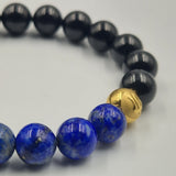 Bracelet in black Tourmaline and Lapis lazuli