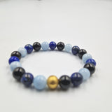 Bracelet ENDURANCE en Tourmaline noire, Lapis-lazuli et Aigue-marine