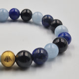 Bracelet ENDURANCE en Tourmaline noire, Lapis-lazuli et Aigue-marine