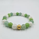 Bracelet FERTILITE en Pierre de lune blanche, Jade vert et Aventurine verte