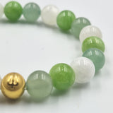 Bracelet FERTILITE en Pierre de lune blanche, Jade vert et Aventurine verte