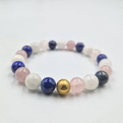 Bracelet FIDELITE en Quartz rose, Pierre de lune blanche et Lapis-lazuli