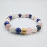 Bracelet FIDELITE en Quartz rose, Pierre de lune blanche et Lapis-lazuli