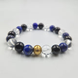 Bracelet FORCE MENTALE en Lapis-lazuli, Tourmaline noire et Quartz clair