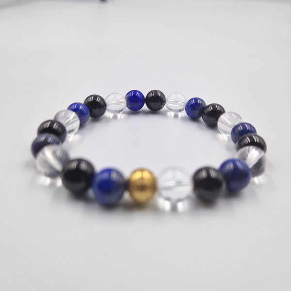 Bracelets Distance/couples En Agate Noire Et Lapis Lazuli 6 Mm - Neuf Avec étiquettes
