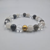 Bracelet IMAGINATION en Labradorite, Pierre de lune blanche et Quartz clair