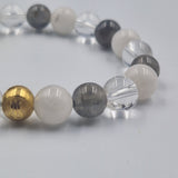 Bracelet IMAGINATION en Labradorite, Pierre de lune blanche et Quartz clair