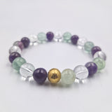 Bracelet EXAMENS en Améthyste, Fluorite violette et Quartz clair