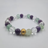 Bracelet EXAMENS en Améthyste, Fluorite violette et Quartz clair