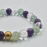 Bracelet EXAMENS en Améthyste, Fluorite violette et Quartz clair