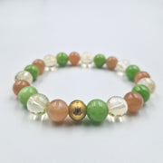 Bracelet JOIE DE VIVRE en Citrine, Pierre de Soleil et Jade vert