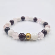 Bracelet LIBIDO en Quartz rose, Pierre de lune blanche et Grenat