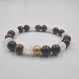 Bracelet MAL en Tourmaline noire, Oeil de tigre et Sélénite