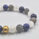 Bracelet MAL-ETRE en Lapis-lazuli, Sélénite et Labradorite