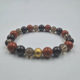 Bracelet MEDITATION en Jaspe rouge, Quartz fumé et Grenat