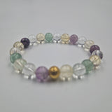 Bracelet MEMOIRE en Citrine, Fluorite violette et Quartz clair