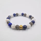 Bracelet MEMOIRE DES REVES en Lapis-lazuli, Pierre de lune blanche et Labradorite