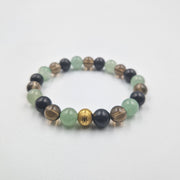 Bracelet ONDES en Shungite, Quartz fumé et Aventurine verte