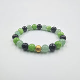 Bracelet PATIENCE en Jade vert, Tourmaline noire et Aventurine verte