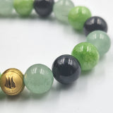 Bracelet PATIENCE en Jade vert, Tourmaline noire et Aventurine verte