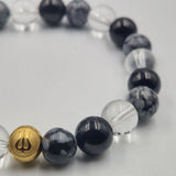 Bracelet PURETE en Quartz clair, Tourmaline noire et Obsidienne flocon de neige