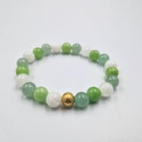 Bracelet RECONFORT en Pierre de lune blanche, Jade vert et Aventurine verte